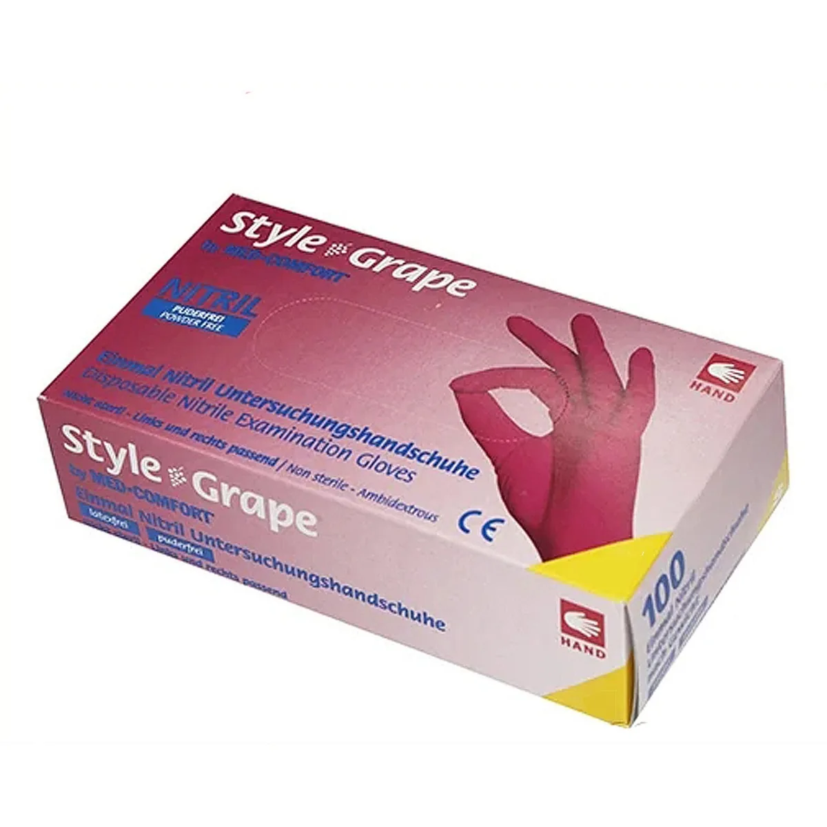 Рукавички нітрилові, бордові, розмір XS, 100 шт., Style Grape (AMPri/Ампрі/Ампрі)