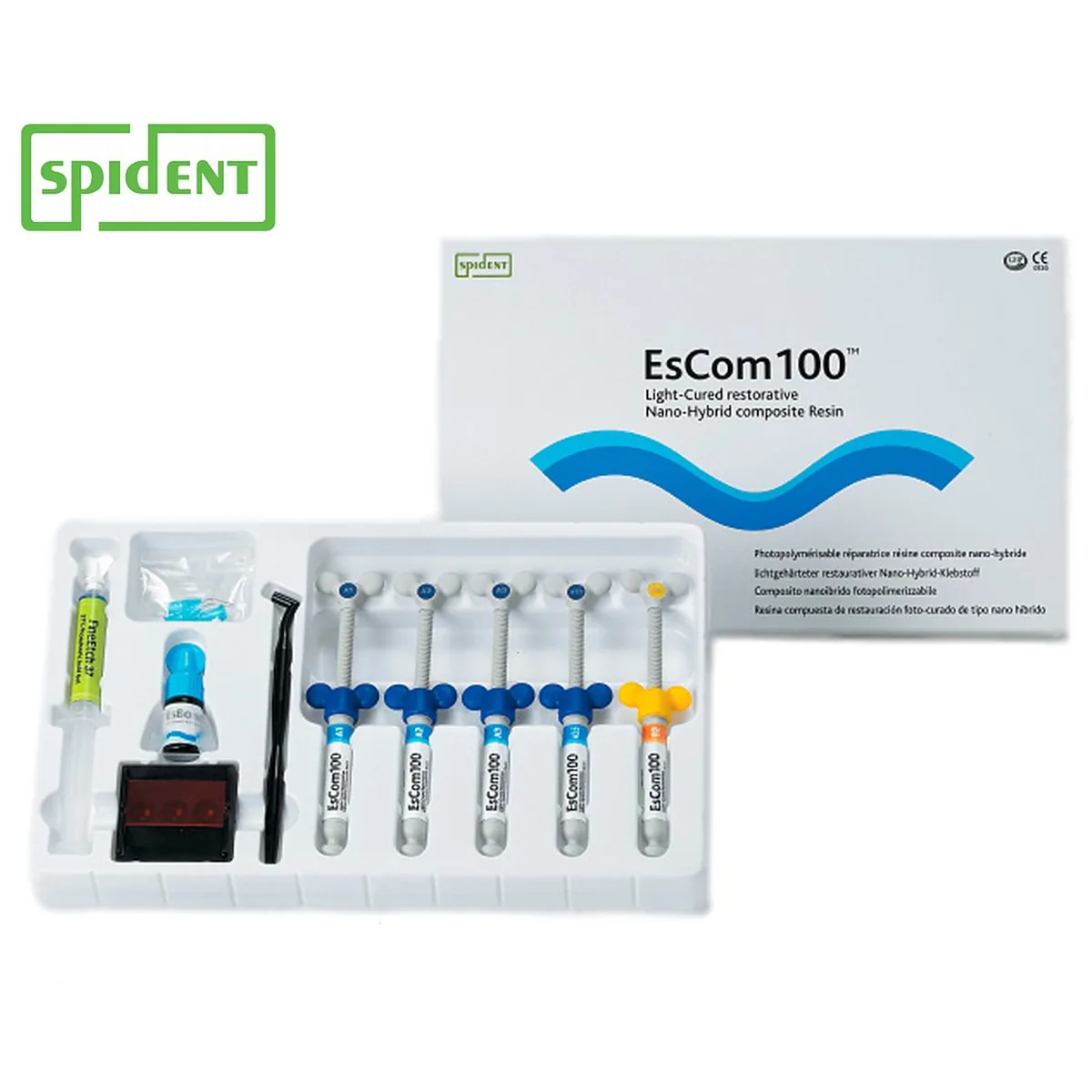 ЕсКом набір, (EsCom100 kit) наногибридный світлотвердіючий матеріал (SPIDENT) НАБІР: А1, А2, А3, А3.5, B2