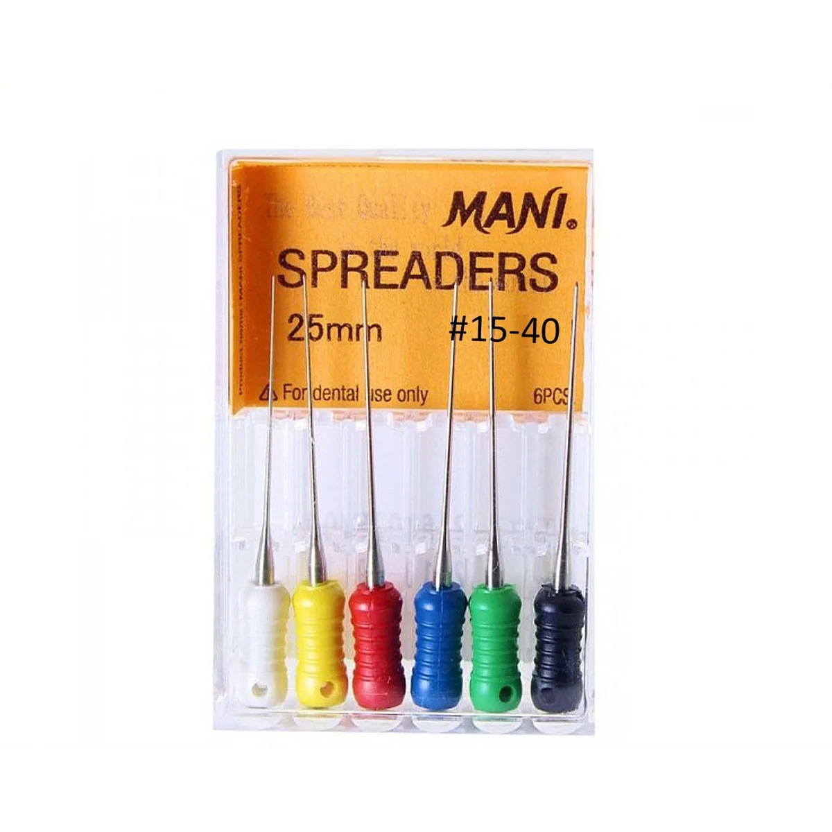 Spreaders Mani № 15-40, довжина 25 мм, 6 шт. / Ендодонтичні інструменти (спредери, спредери мані)