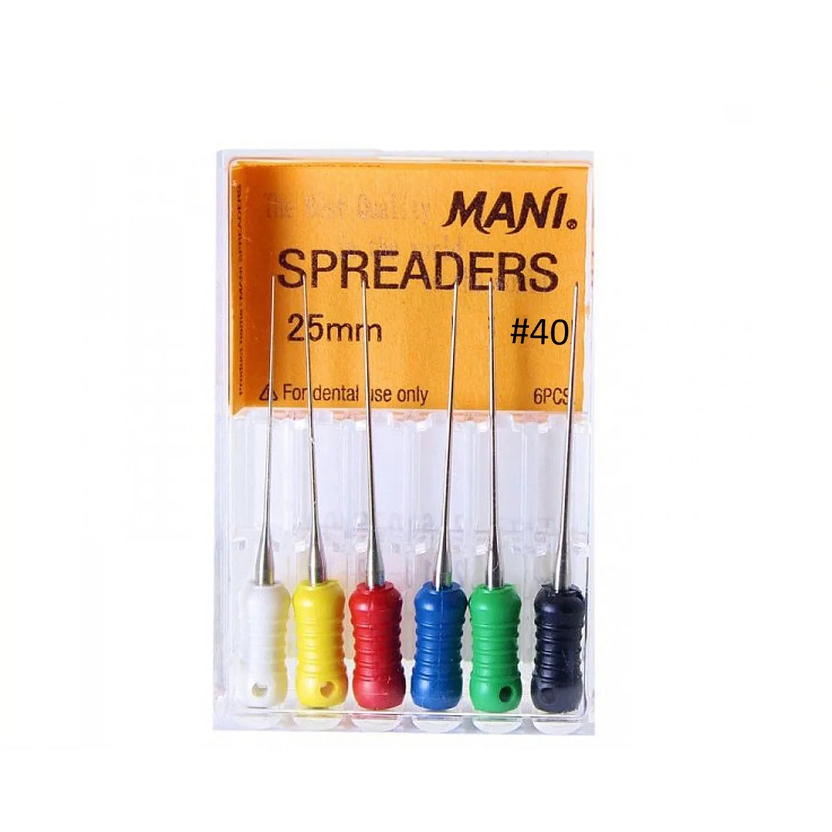 Spreaders Mani № 40, длина 25 мм, 6 шт. / Эндодонтические инструменты (спредери, спредеры мані)