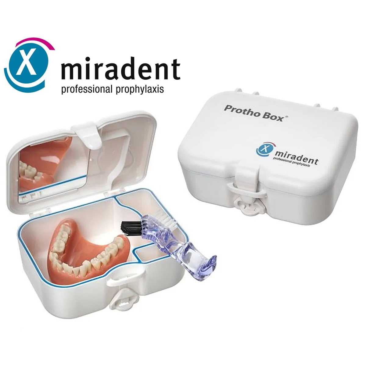 Контейнер для зберігання протезів miradent Protho Box + щітка для очищення протезів