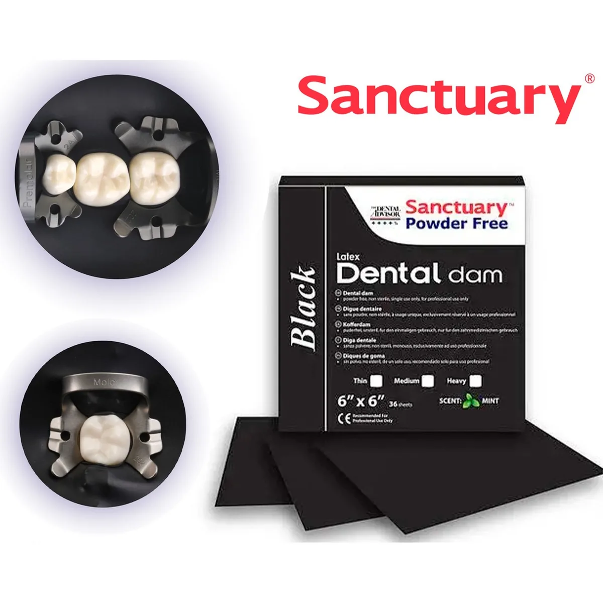 Хустка для коффердама чорні — товсті Dental Dam (Sanctuary) хустки для кофераму