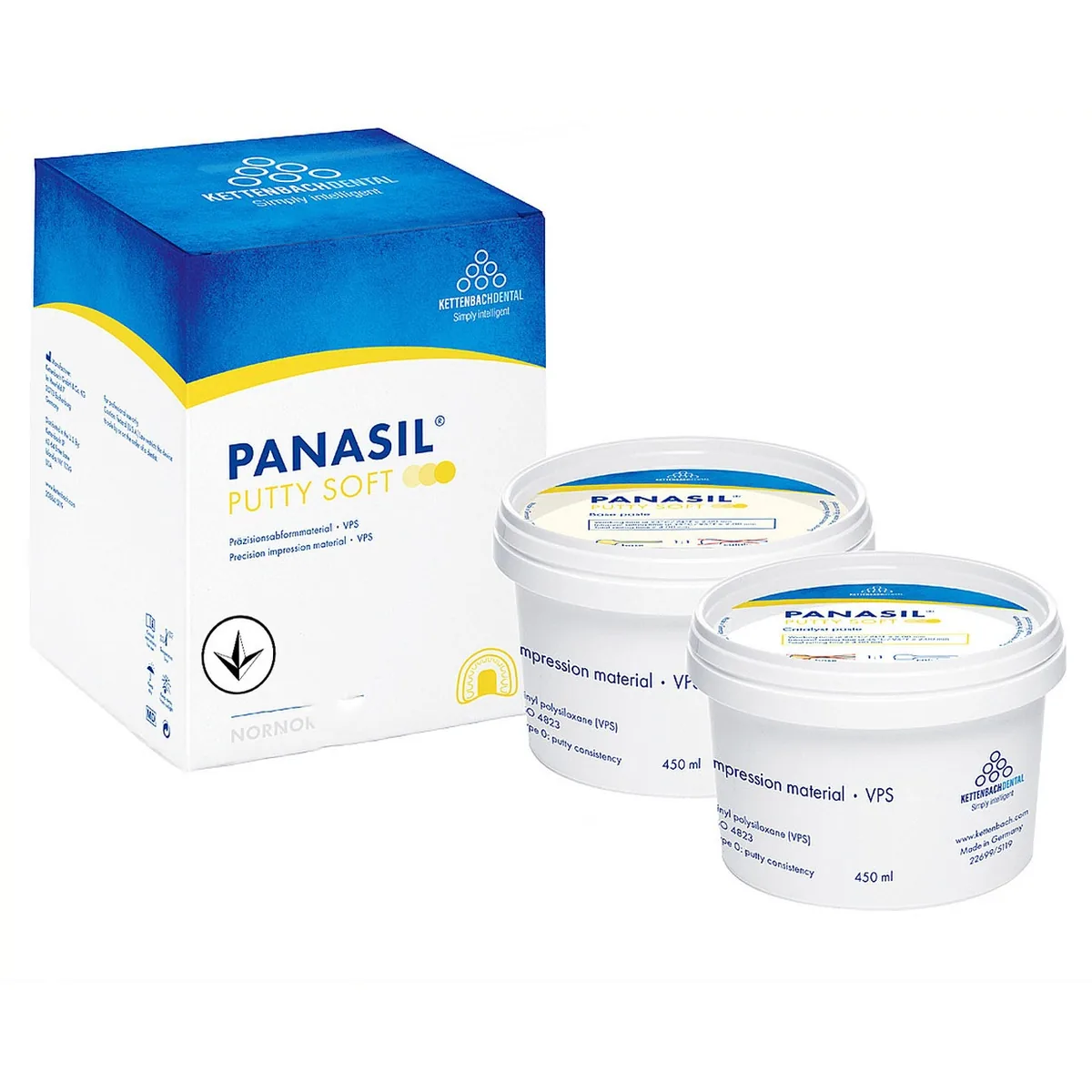 А-силіконова базова відбиткова маса Panasil Putty Soft (Панасил Путті Софт), 2 банки по 450 мл, 1 комплект (Kettenbach)