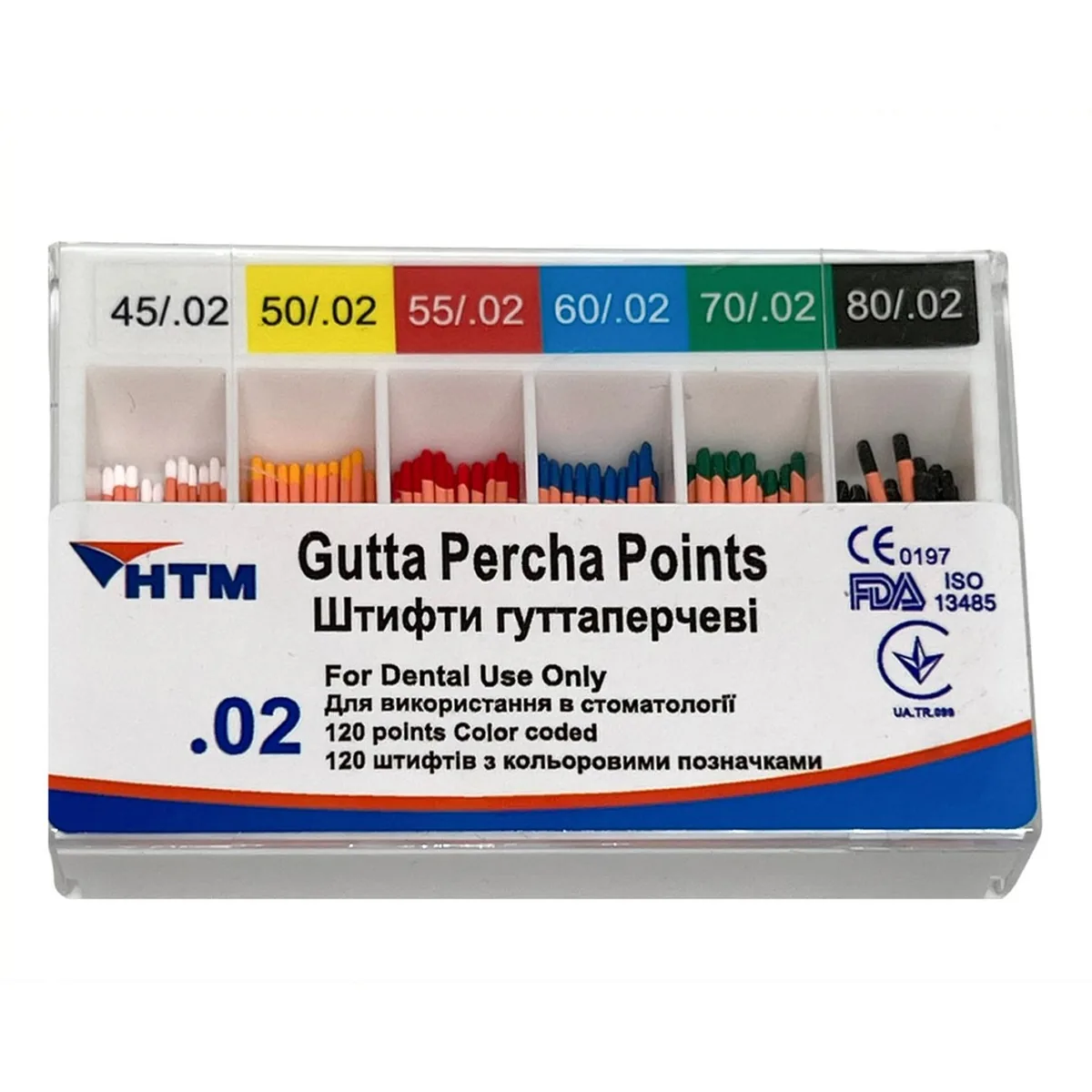 Гутаперчеві штифти 02/45-80, Gutta Percha Points 02/45-80 (HTM)