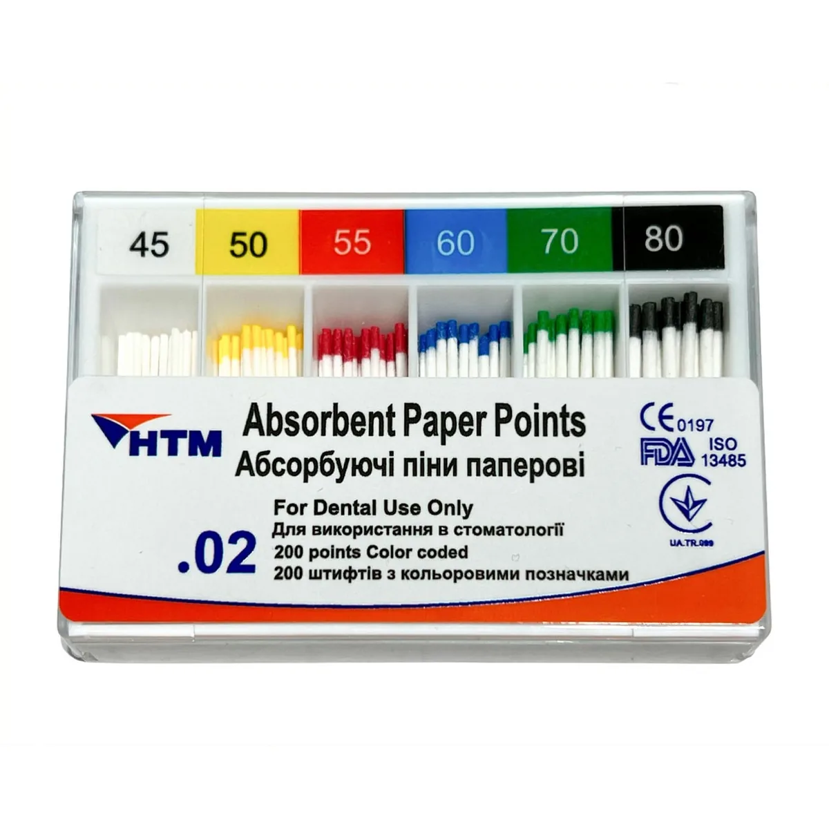 Паперові штифти 02/45-80, Absorbent Paper Points 02/45-80 (HTM)