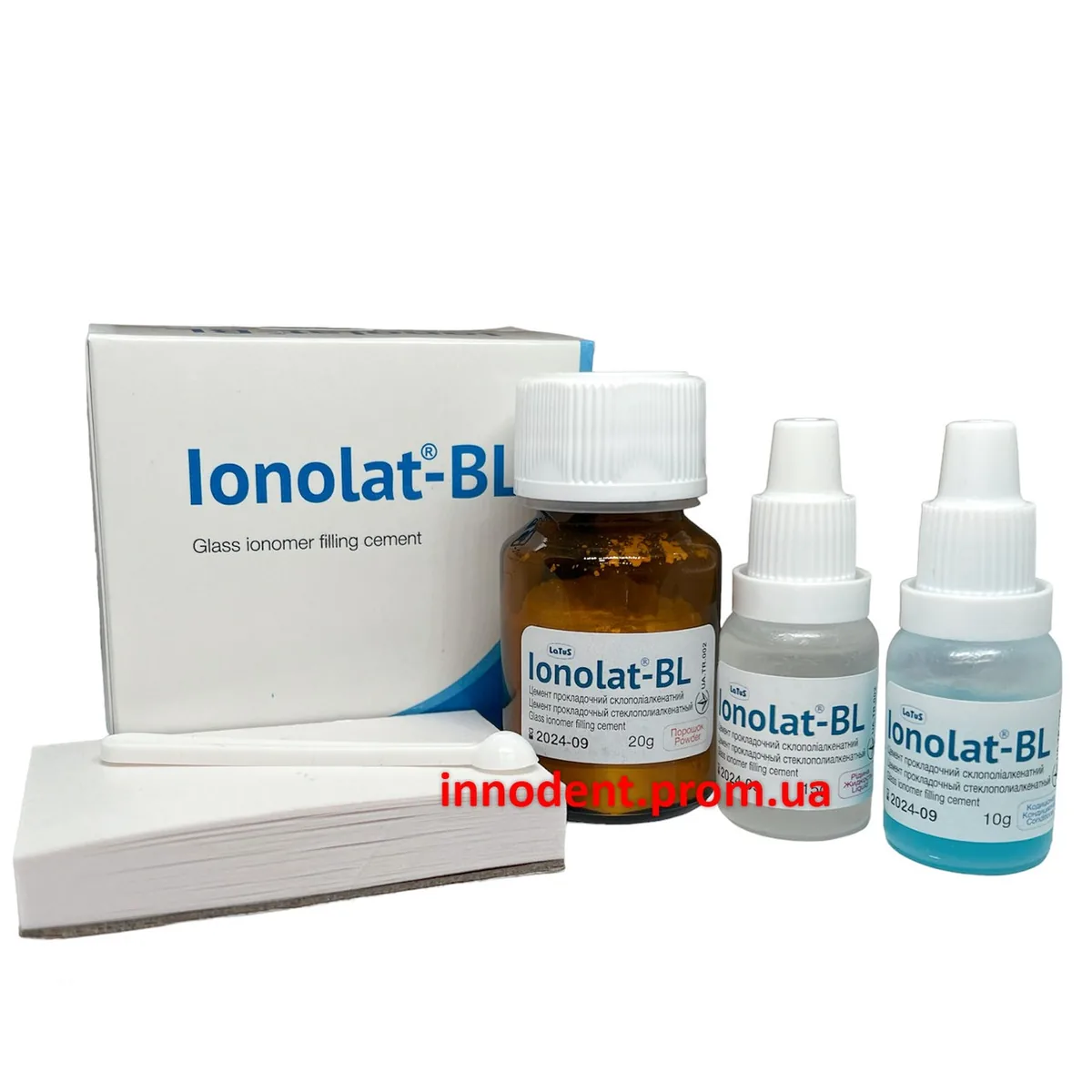 Ionolat-BL (Іонолат-БЛ) - цемент призначений до застосування для прокладок під пломби (Латус)