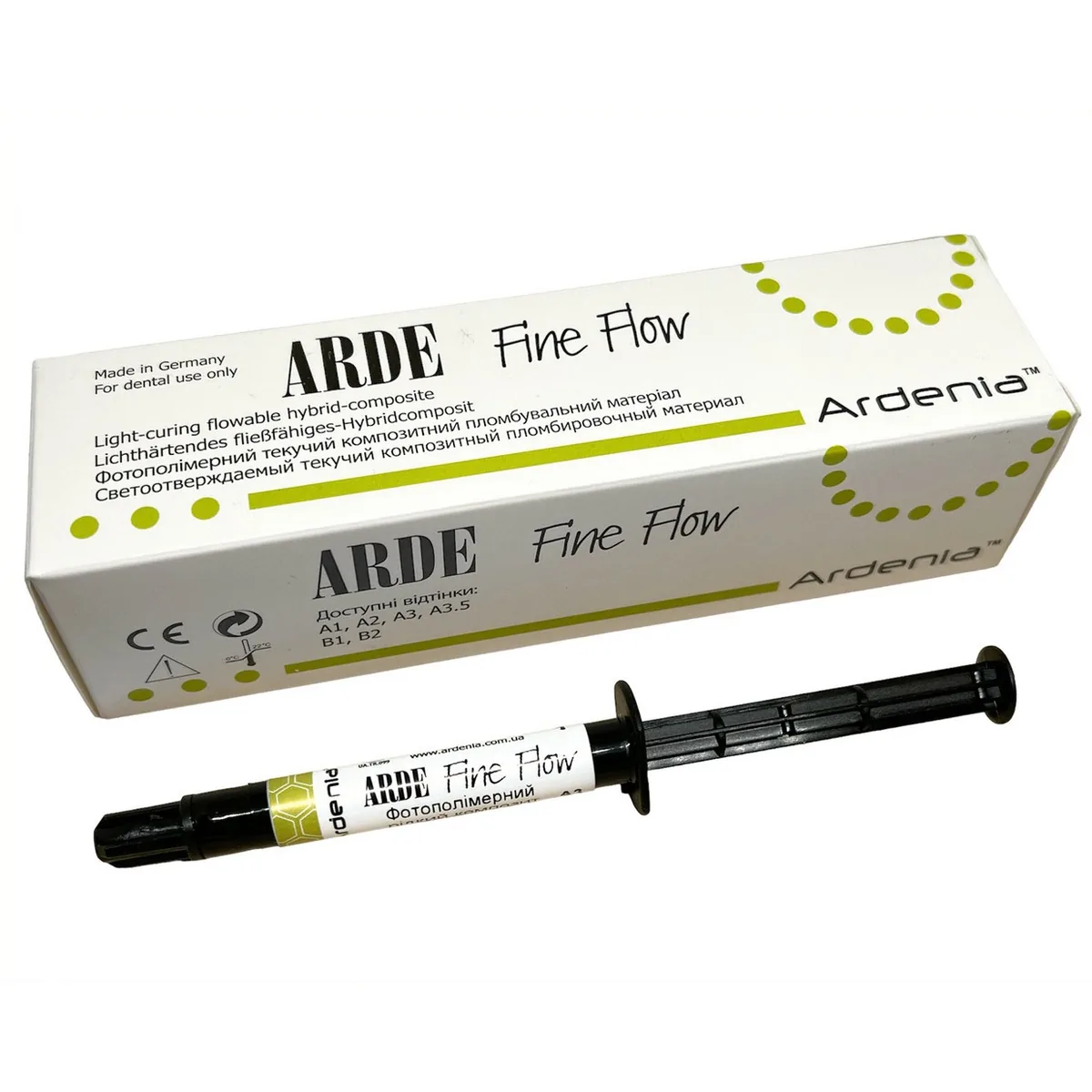 Arde Fine Flow, Колір: А2, Арде Файн Флоу, рідкотекучий композит (шприц, 3.4 г) Ardenia