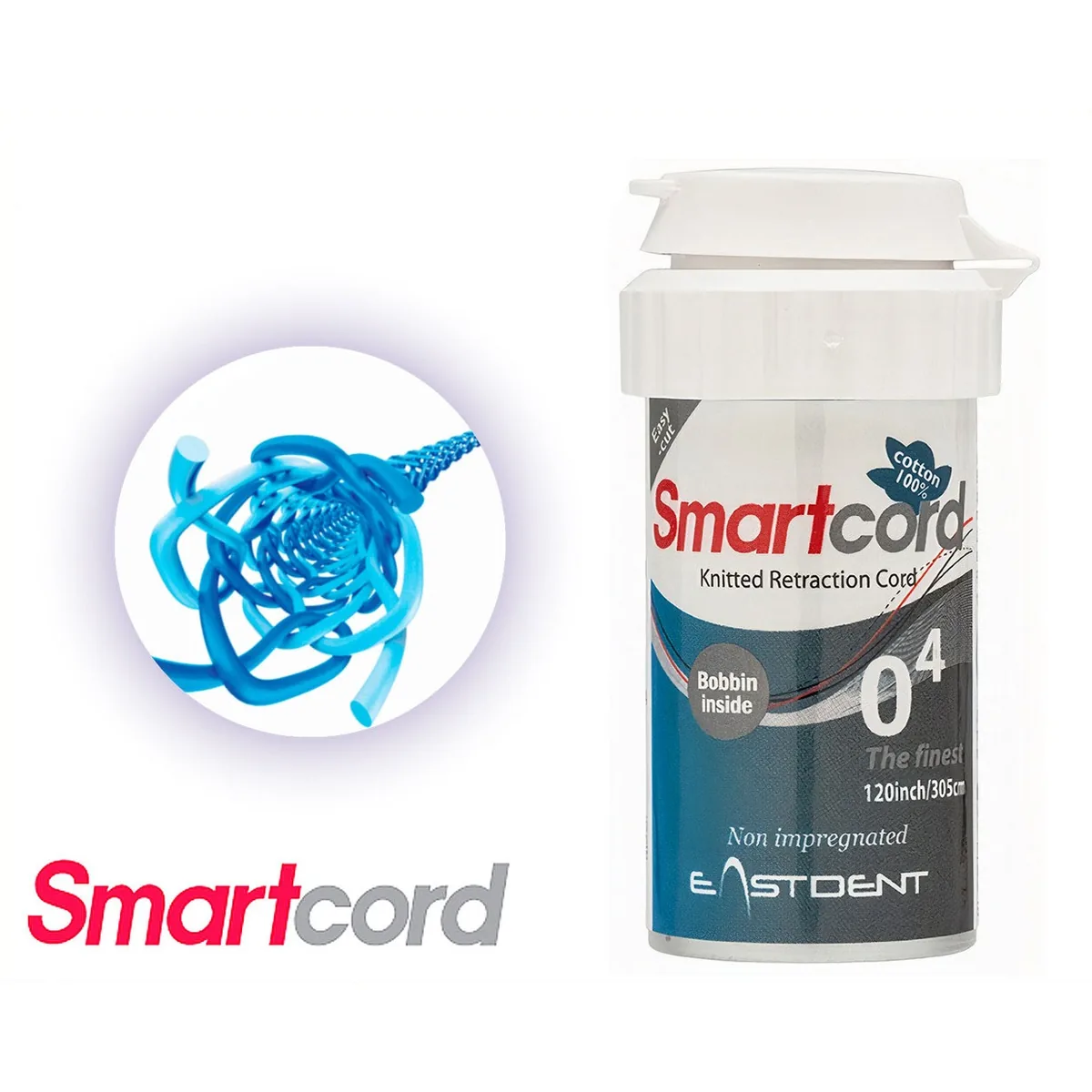 SmartCord (СМАРТКОРД) "0000" - нитка ретракционная без просочення 305 см (EastDent) / Смарт корд / Smart Cord