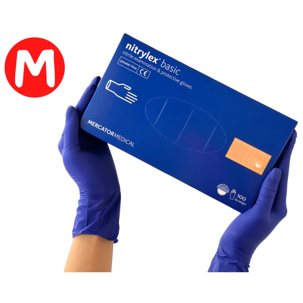 Рукавички Нітрилекс Базік або Класік, розмір "M" 100шт., Nitrylex Basic / Classic (Mercator Medical)
