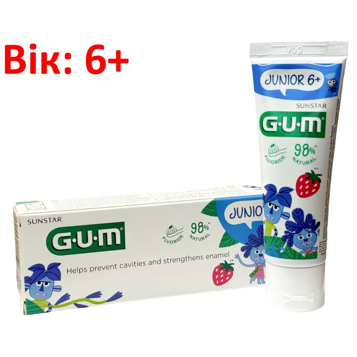 Дитяча паста 6+ GUM Junior Strawberry, 50 мл (SUNSTAR GUM)