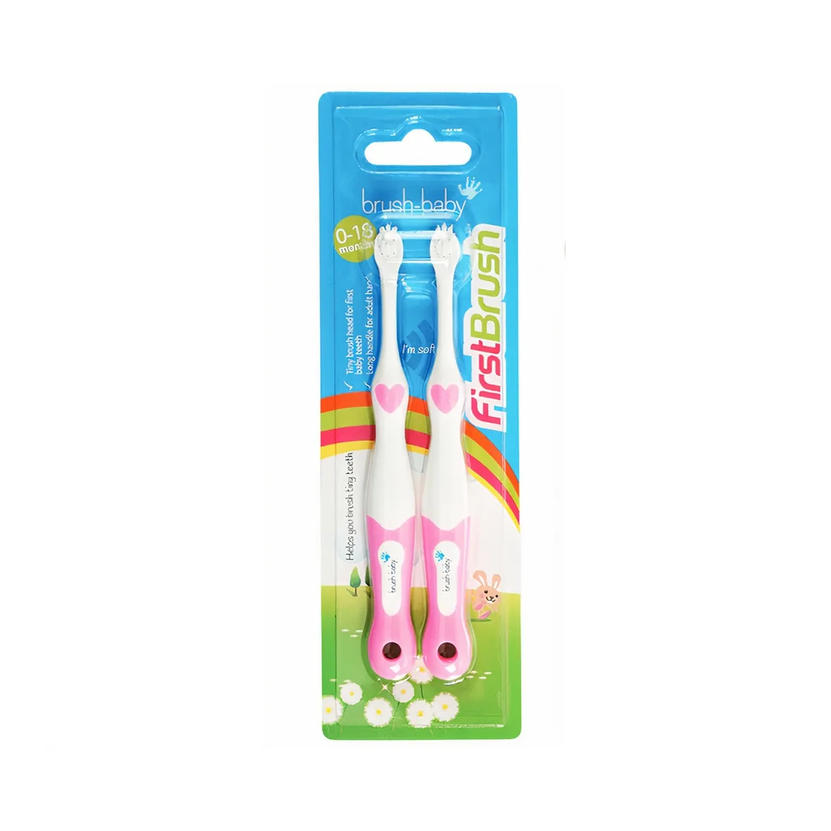 Дитяча зубна щітка FirstBrush 2шт., колір: рожевий, (0-18 міс.) Brushbaby Ltd.