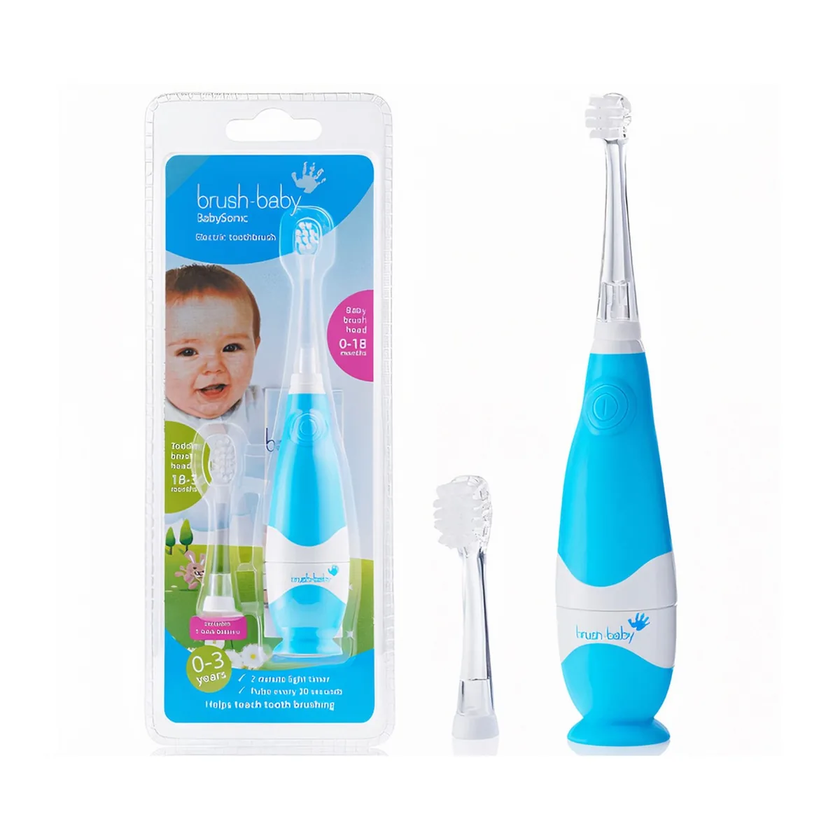 Електрична зубна щітка BabySonic для малюків, колір: блакитний, вік: 0-36 міс. (Brushbaby Ltd.)