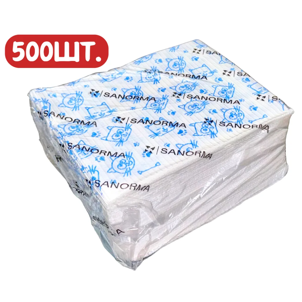 Серветки нагрудні, колір: білий, дитячий з котиком, ящ. 500шт.