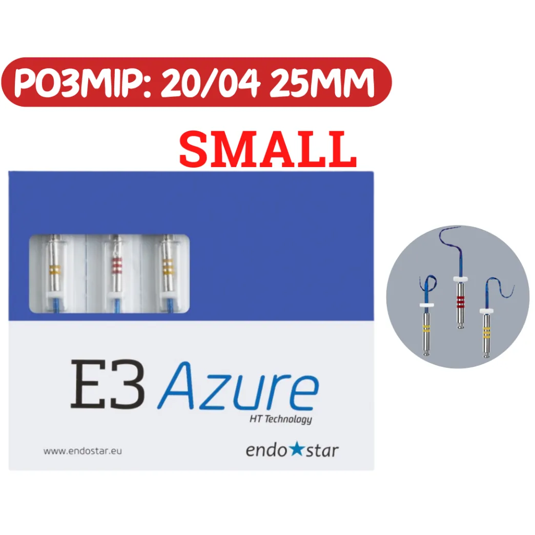 Endostar E3 Azure Small (Ажур Смол) - набір файлів для ендодонтії, розмір: 20/04 25mm (Poldent)