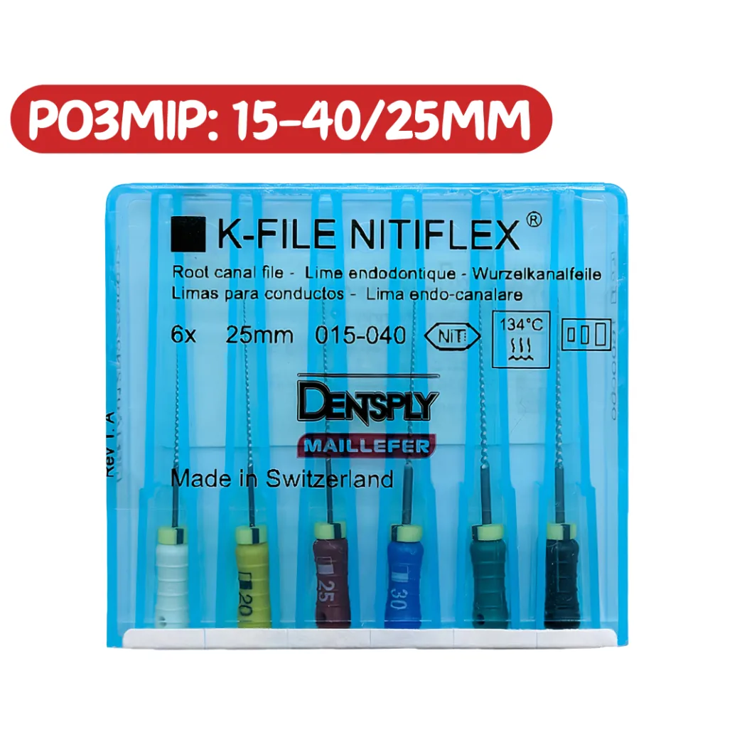 K-File Nitiflex №ASS 15-40, довжина 25 мм, 6 шт. - ендодонтичні інструменти (Нітіфлекс)