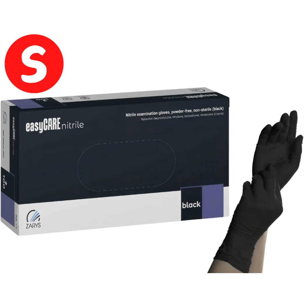 Нітрилові рукавички EasyCare Black, чорні, розмір S, 100 шт. (Zarys)