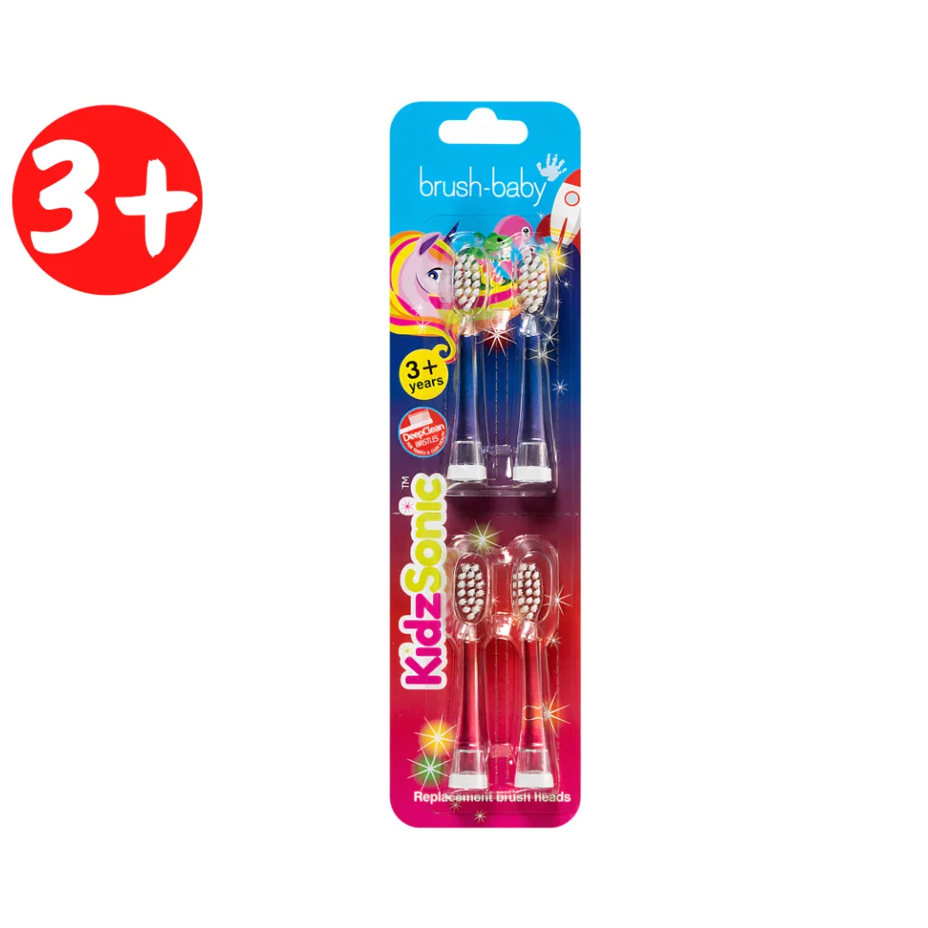 Насадки до електричної зубної щітки "KidzSonic", 3+ (4 шт.) (Brushbaby Ltd.)