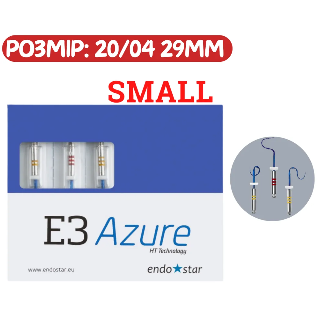 Endostar E3 Azure Small (Ажур Смол) - набір файлів для ендодонтії, розмір: 20/04 29mm (Poldent)