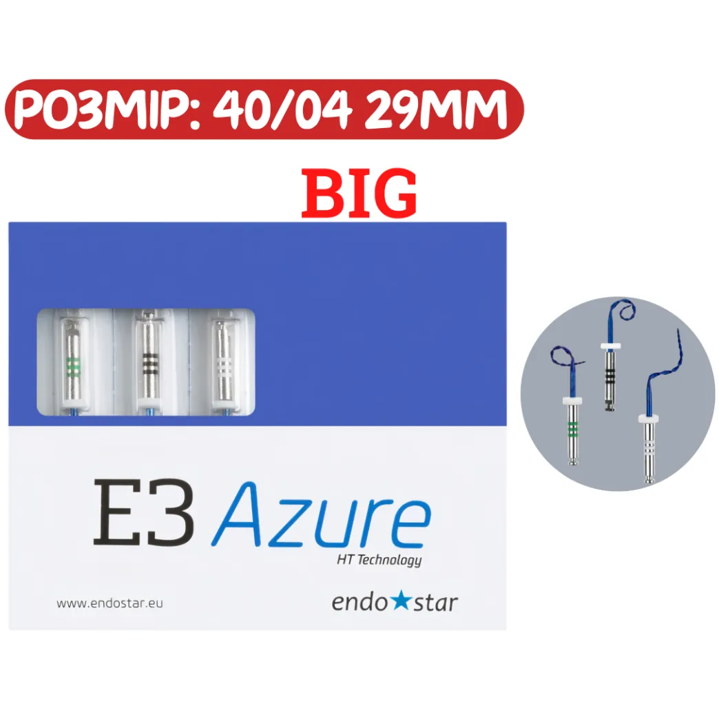 Endostar E3 Azure Big (Ажур Біг) - набір файлів для ендодонтії, розмір: 40/04 29mm (Poldent)