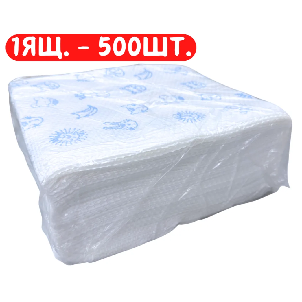 Серветки нагрудні, колір: білий, дитячий з тваринками, ящ. 500шт.,