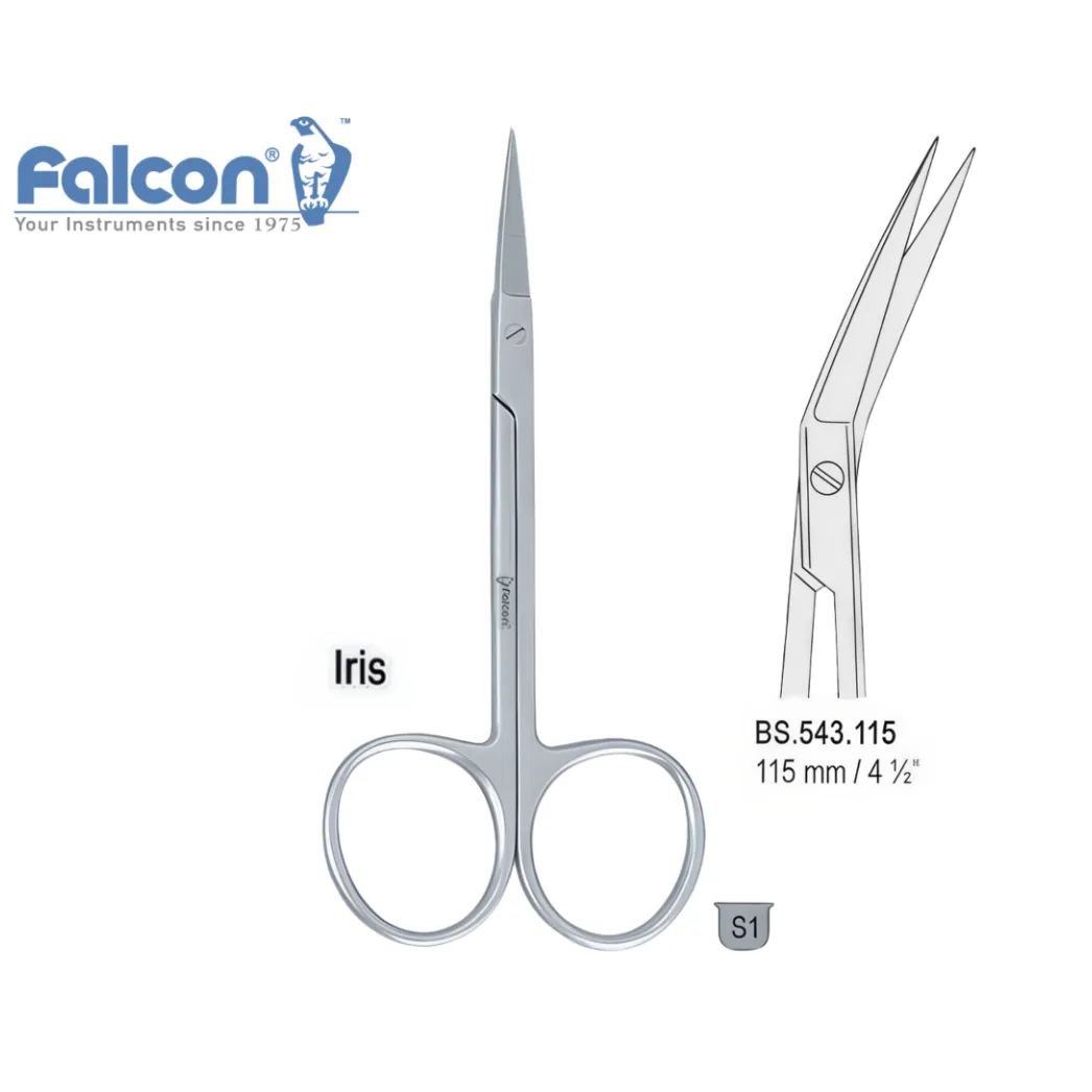 Ножиці хірургічні Fine/Iris (вигнуті) 115 мм, BS.543.115 (Falcon)