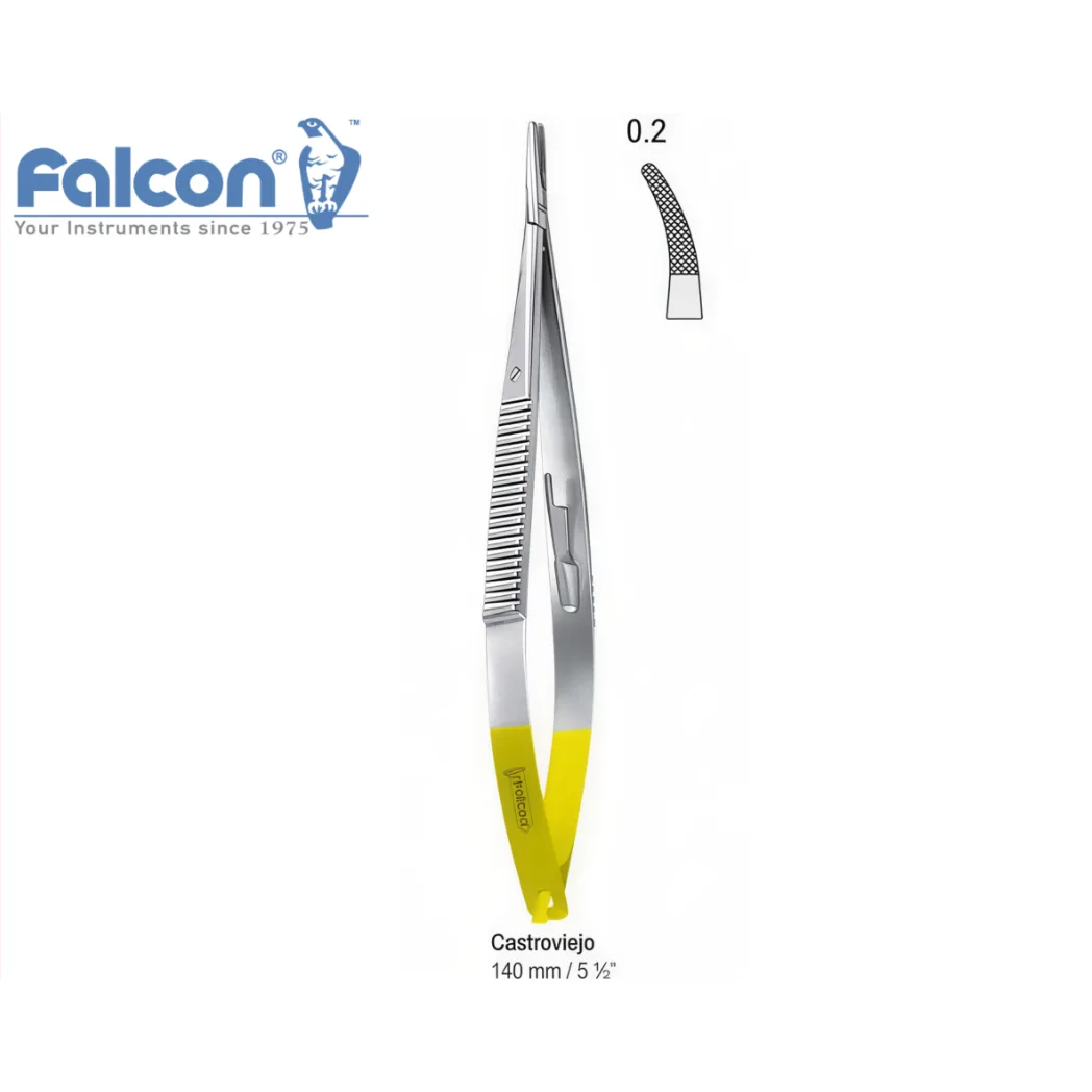 Голкотримач Falcon-Grip Castroviejo зігнутий 140 мм із твердосплавними вставками (TC), BN.153.140 (Falcon)