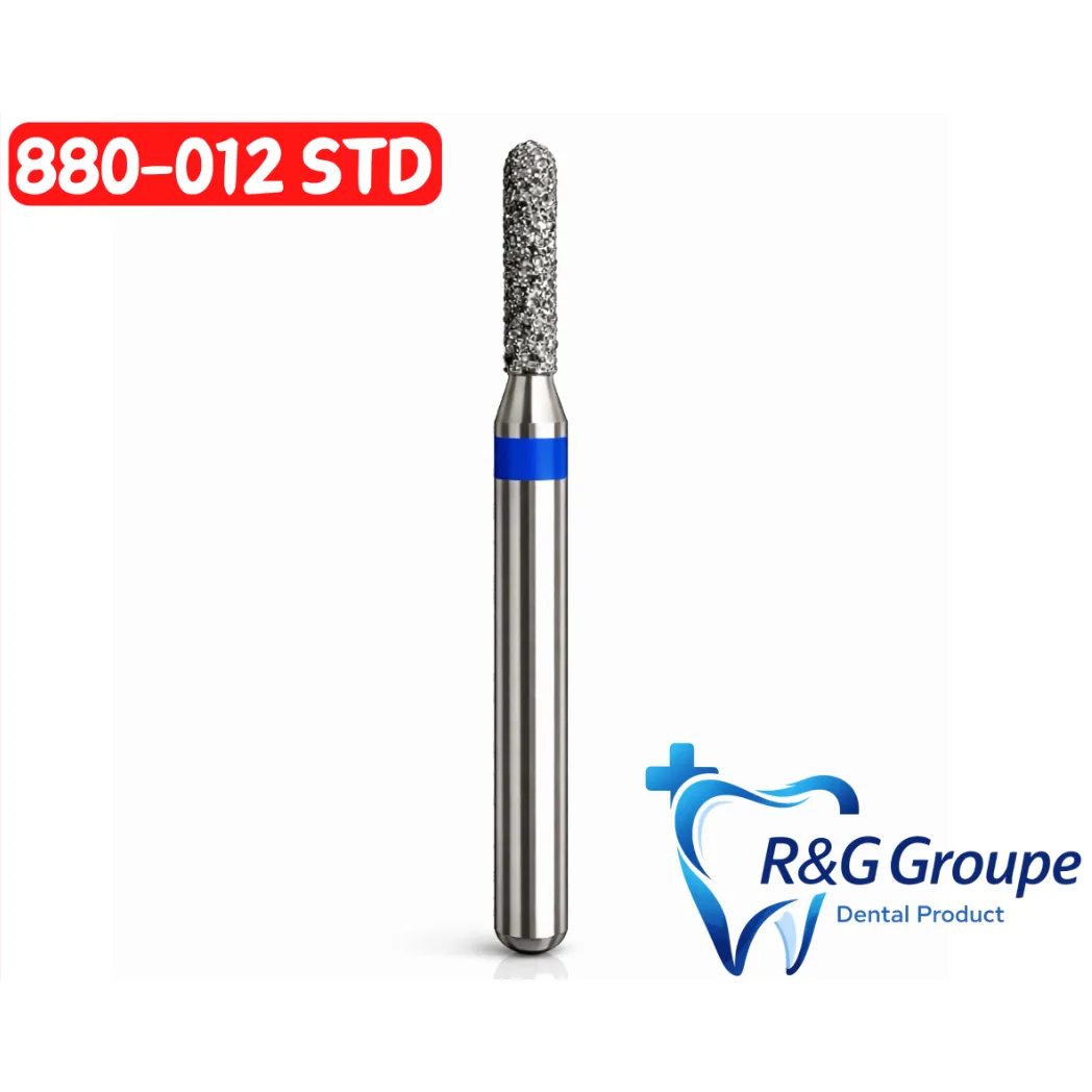 Бор алмазний, 880-012 STD закруглений циліндр, синій (R&G Groupe France)