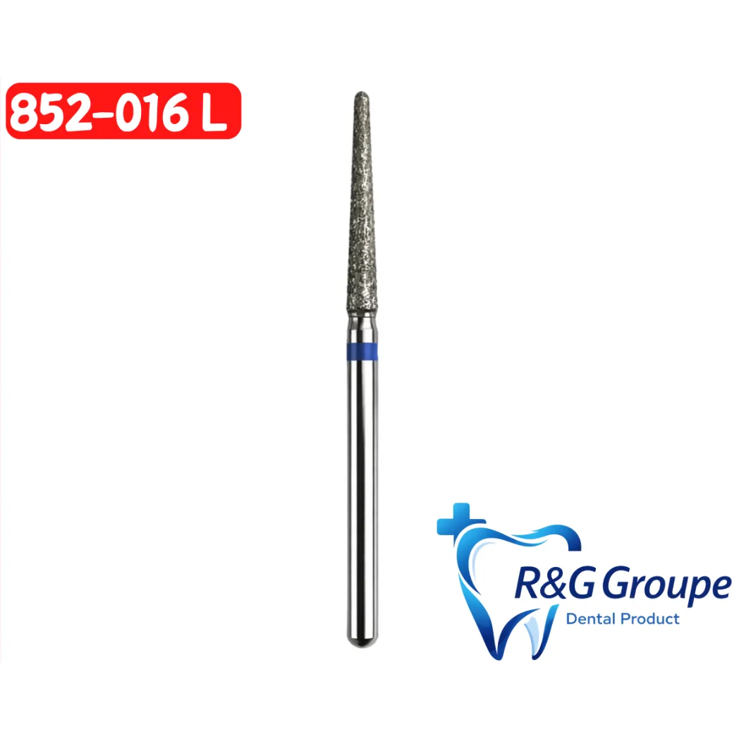 Бор алмазний, 852-016 L закруглений конус, синій (R&G Groupe France)