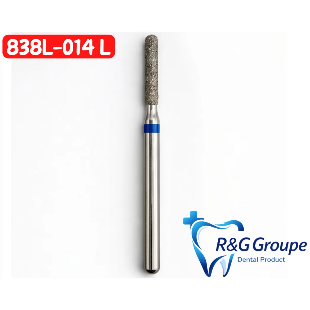 Бор алмазний, 838L-014 L закруглений циліндр, синій (R&G Groupe France)