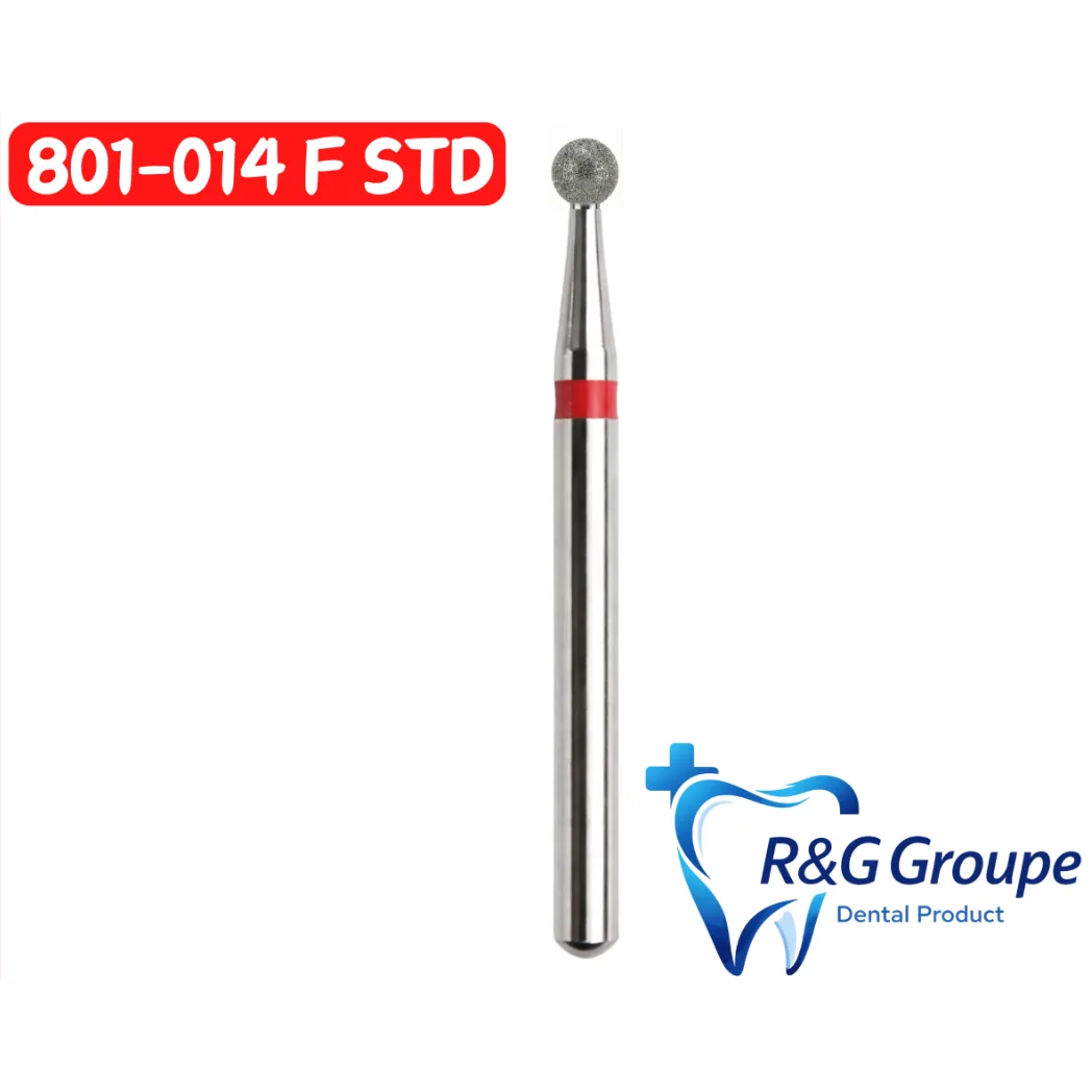 Бор алмазний, 801-014 F STD червона кулька на короткій ніжці (R&G Groupe France)