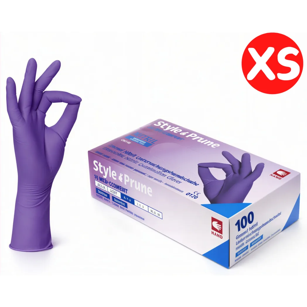 Рукавички нітрилові, сливові, розмір XS, 100шт, Style PRUNE (AMPri)