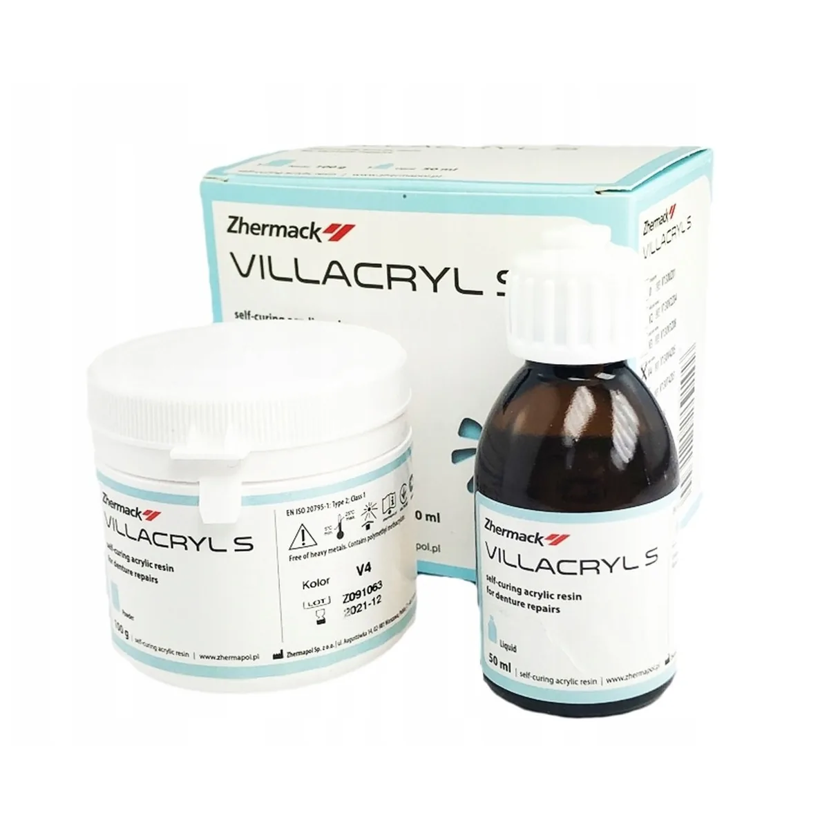 Пластмаса Villacryl S (Вилакрил C) холодної полімеризації для ремонту протезів, 100гр+50мл
