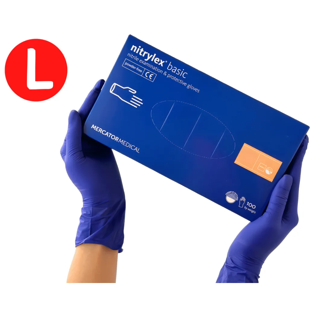 Рукавички Нітрилекс Базік або Класік, розмір "L" 100шт., Nitrylex Basic / Classic (Mercator Medical)