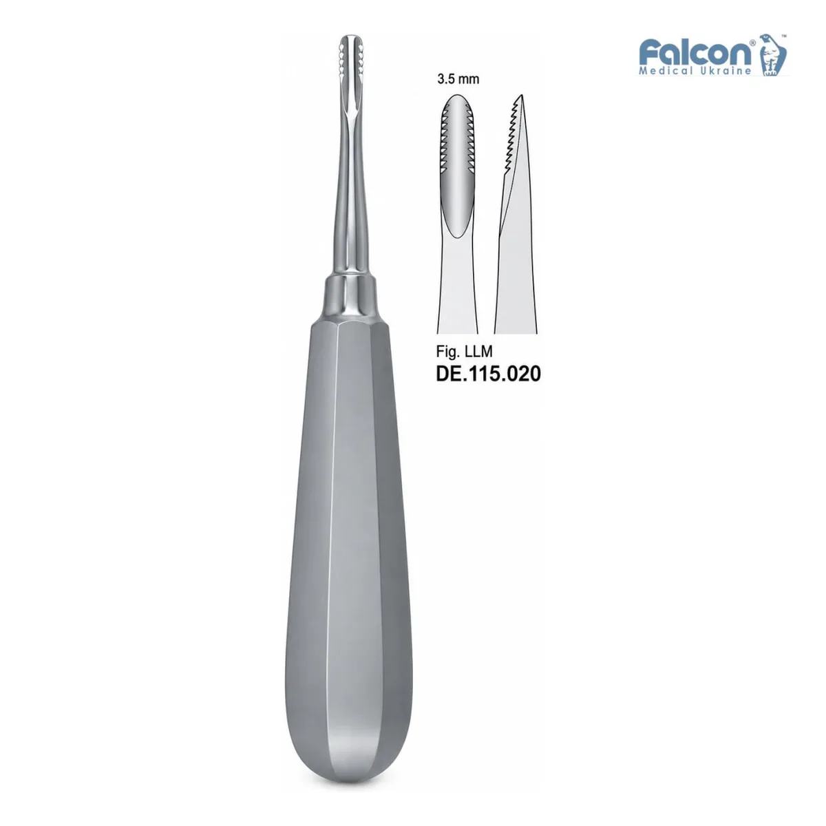 Стоматологічний елеватор Falcon DE.115.020, Fig. LLM, ширина робочої частини 3.5 мм