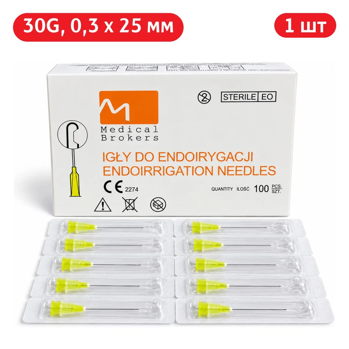 Ендодонтична іригаційна голка 0,3 х 25 мм, 30G, поштучно (Medical Brokers)