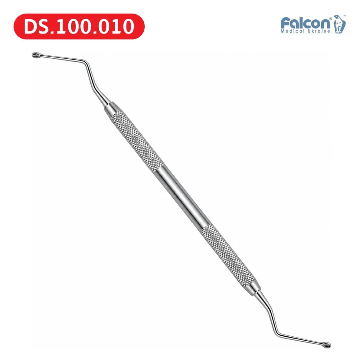 Кюретажна ложка Falcon DS.100.010, двобічна, пряма S-подібна форма