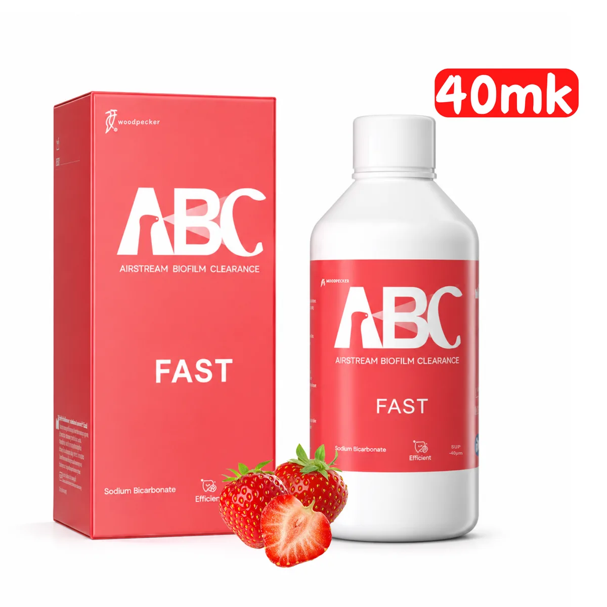 Порошок для Air Flow ABC FAST на основі бікарбонату натрію, 40 мкм, 300 г, зі смаком полуниці (Woodpecker)