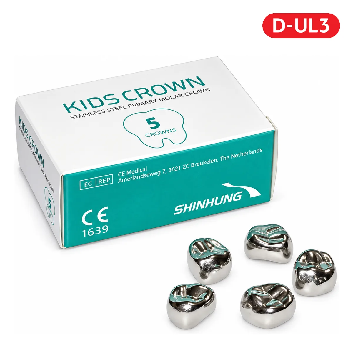 Дитячі коронки на молочний моляр Kids Crown (Кідс Краун), верхня ліва D-UL-3, 5 шт (SHINHUNG)